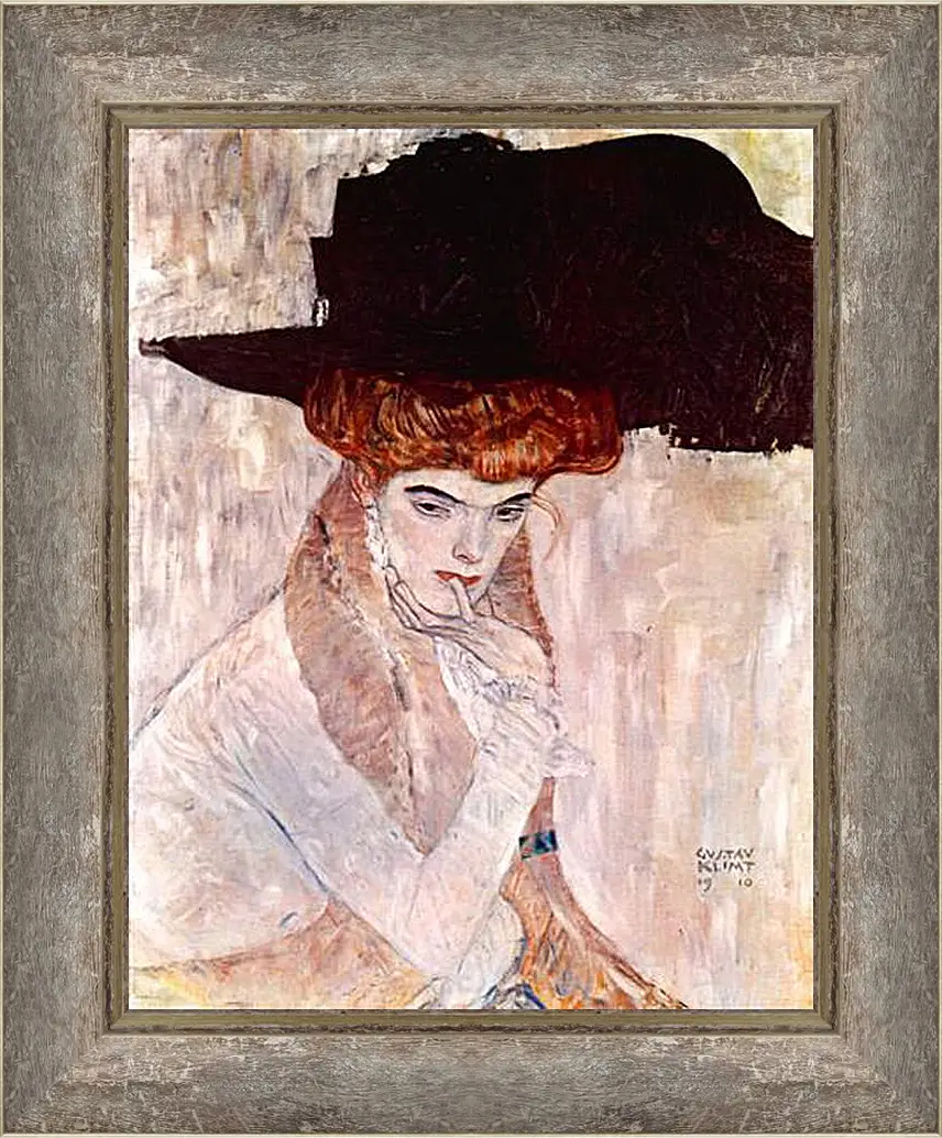 Картина в раме - The Black Hat. Густав Климт
