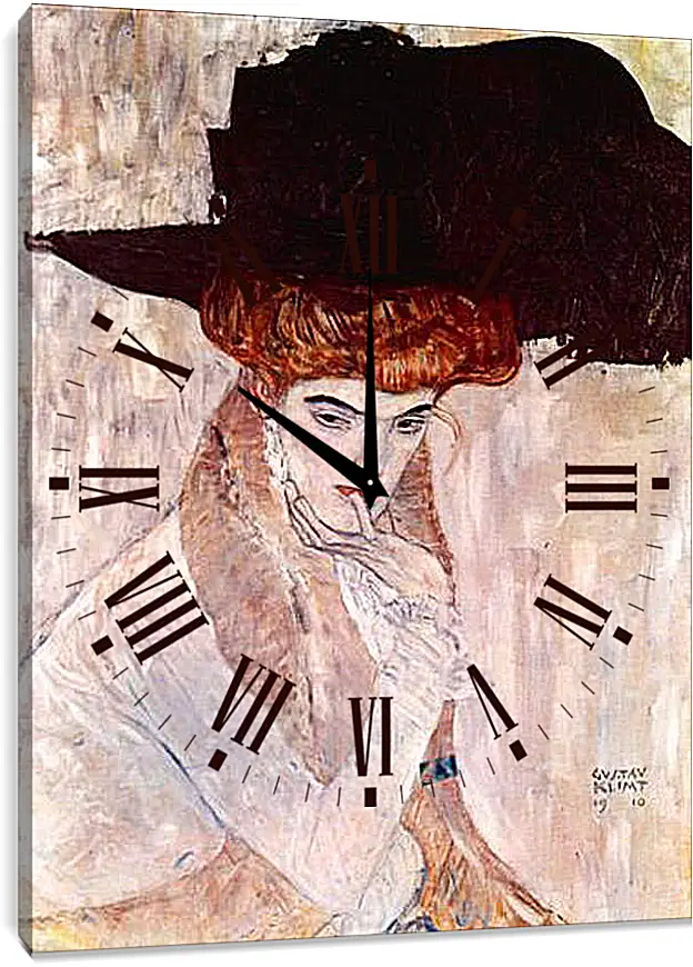 Часы картина - The Black Hat. Густав Климт