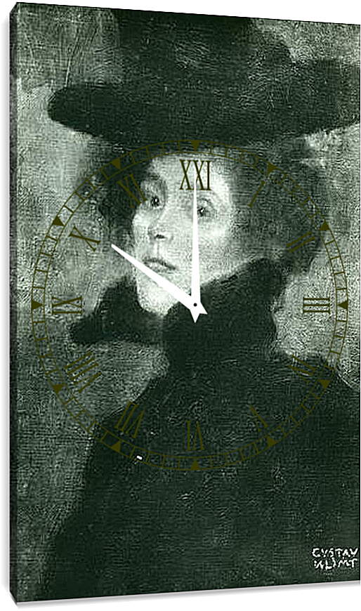 Часы картина - Damenbildnis in Weib. Густав Климт