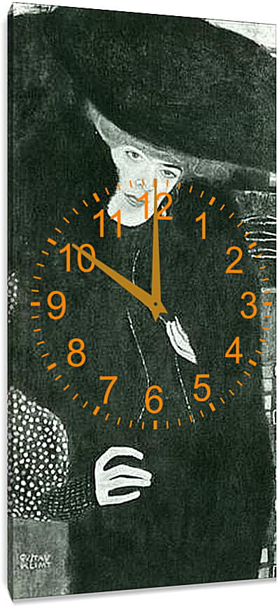 Часы картина - Damenbildnis in Rot und Schwarz. Густав Климт
