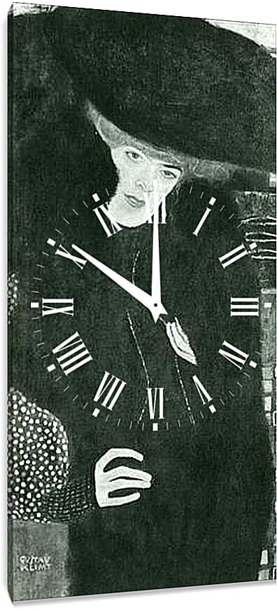 Часы картина - Damenbildnis in Rot und Schwarz. Густав Климт
