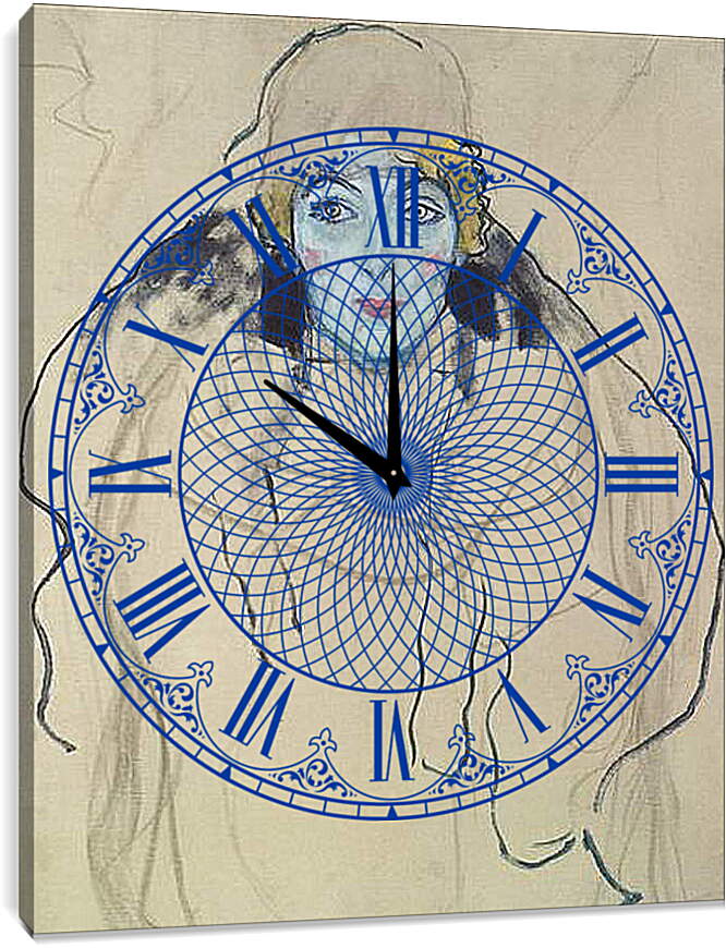 Часы картина - Damenbildnis en Face. Густав Климт