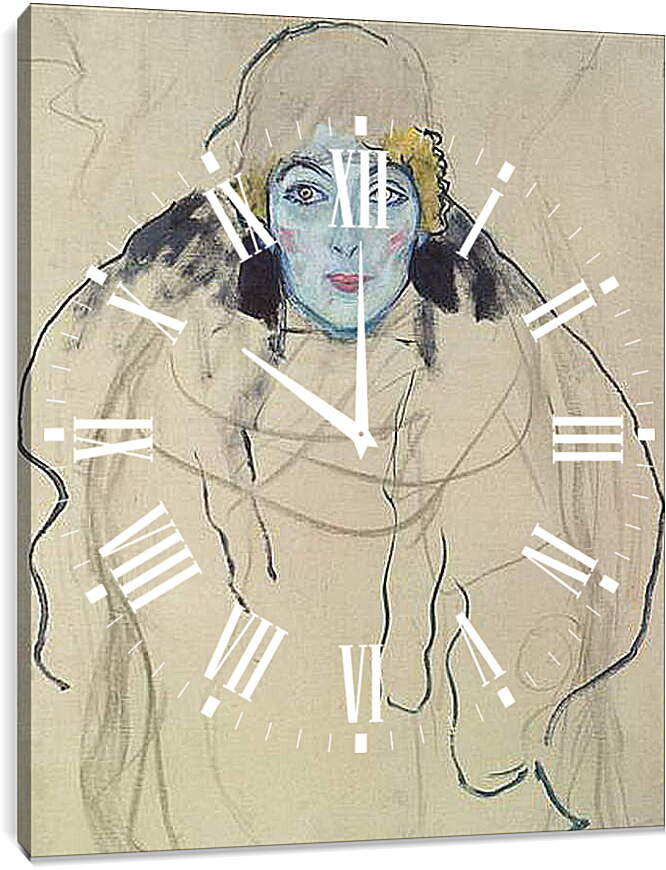 Часы картина - Damenbildnis en Face. Густав Климт