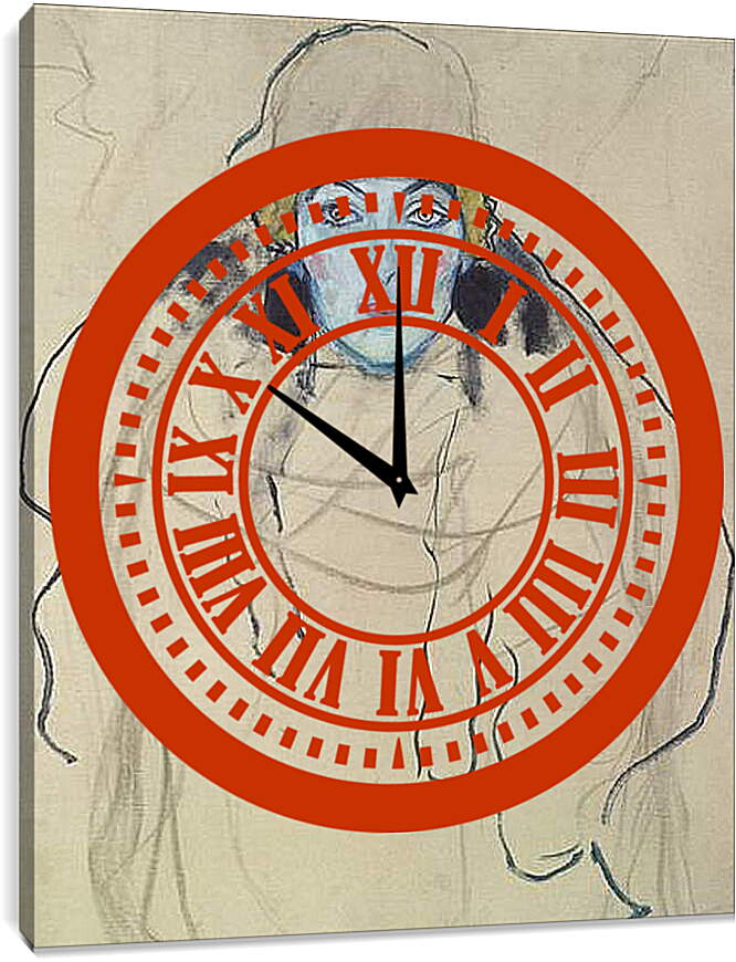 Часы картина - Damenbildnis en Face. Густав Климт

