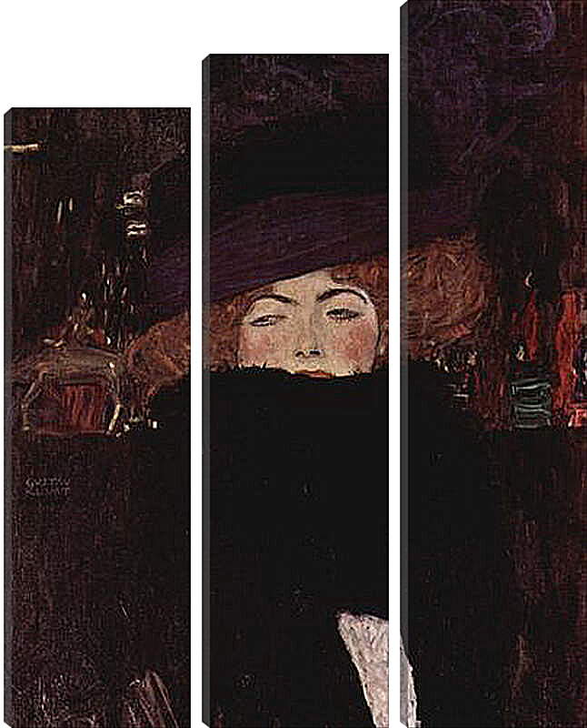 Модульная картина - Dame mit Hut und Federboa. Густав Климт
