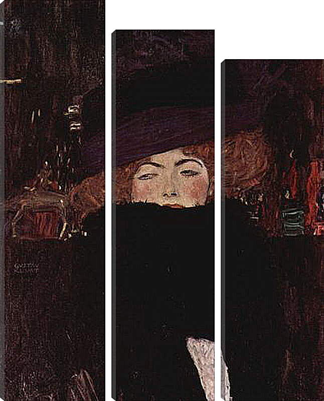 Модульная картина - Dame mit Hut und Federboa. Густав Климт
