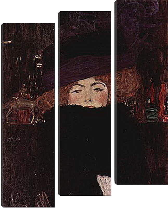 Модульная картина - Dame mit Hut und Federboa. Густав Климт