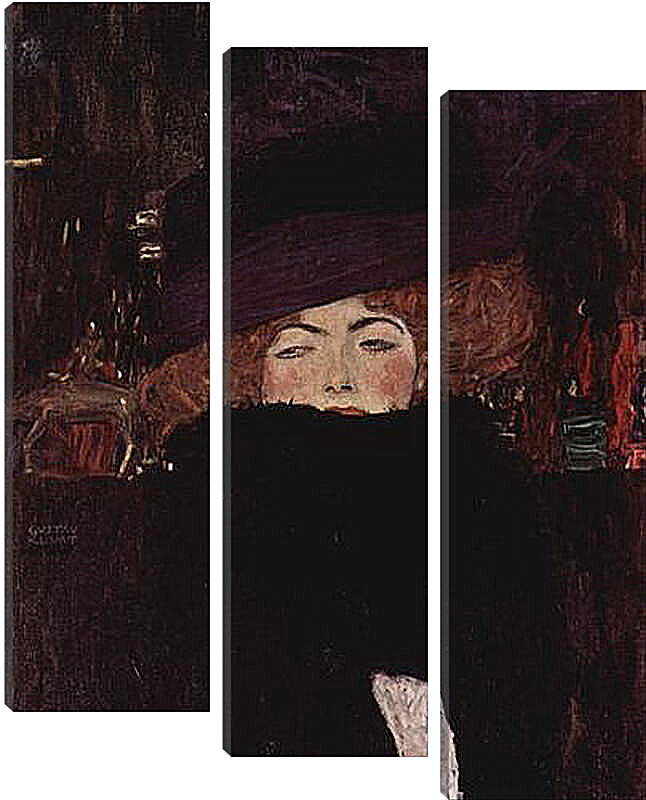 Модульная картина - Dame mit Hut und Federboa. Густав Климт