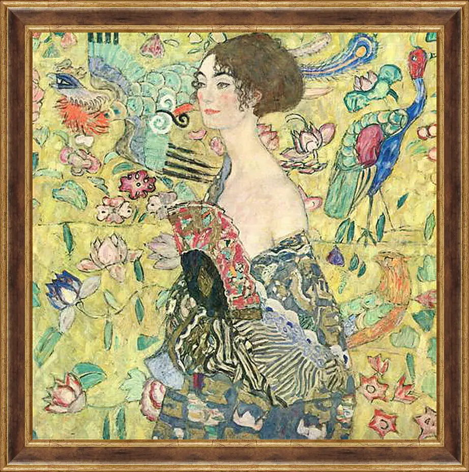 Картина в раме - Dame mit Facher. Густав Климт