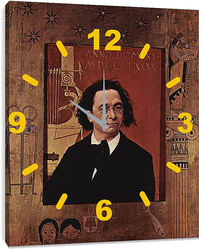 Часы картина - Bildnis des Pianisten und Klavierpadagogen Joseph Pembauer. Густав Климт
