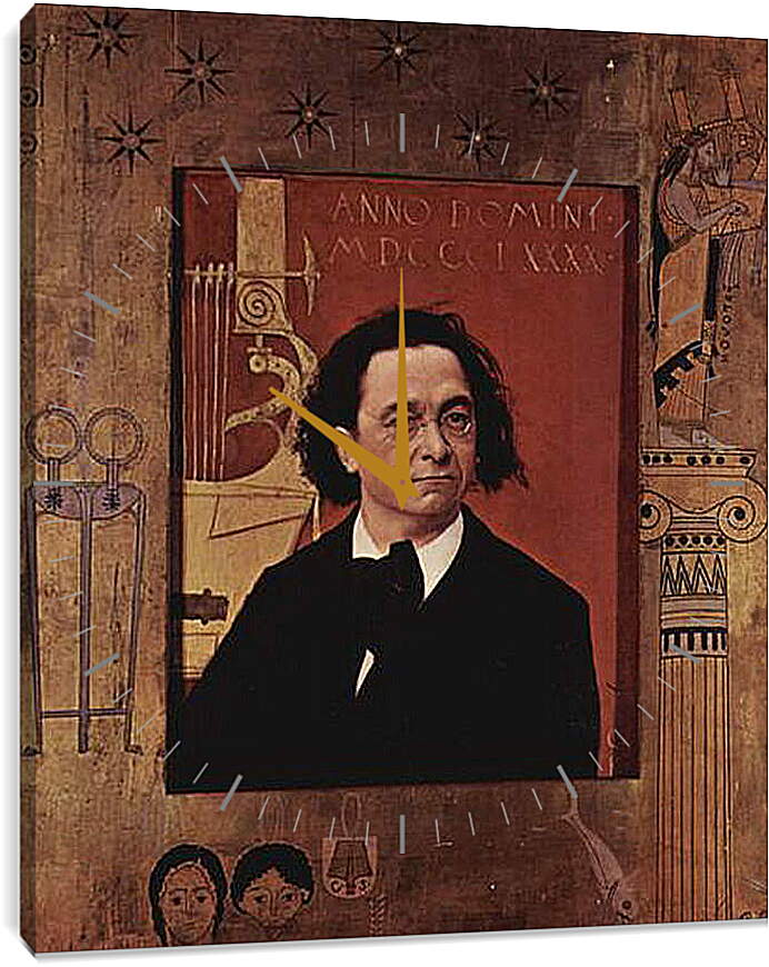 Часы картина - Bildnis des Pianisten und Klavierpadagogen Joseph Pembauer. Густав Климт
