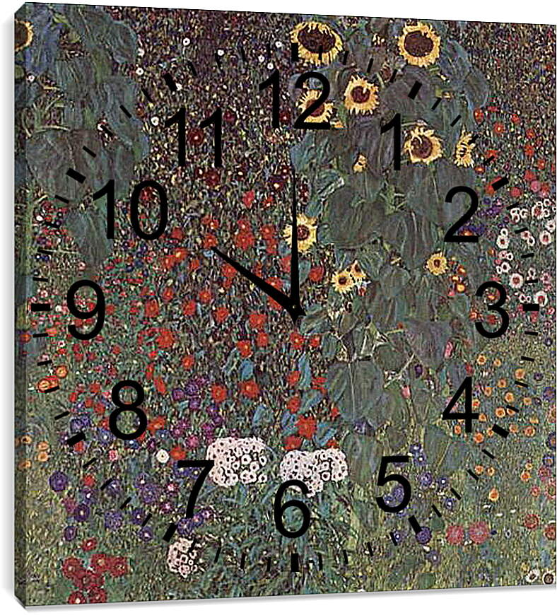 Часы картина - Bauerngarten mit Sonnenblumen. Густав Климт