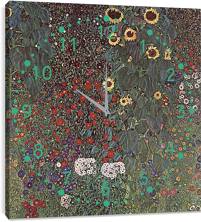 Часы картина - Bauerngarten mit Sonnenblumen. Густав Климт