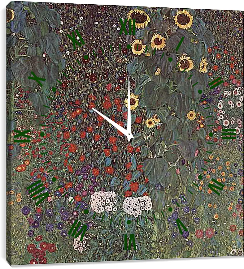 Часы картина - Bauerngarten mit Sonnenblumen. Густав Климт