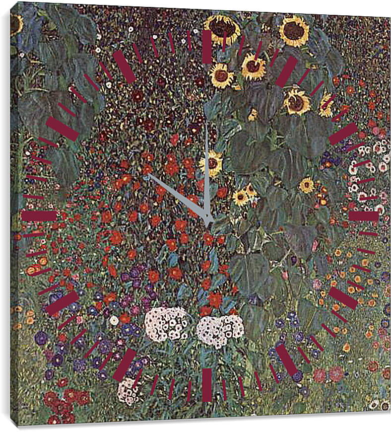 Часы картина - Bauerngarten mit Sonnenblumen. Густав Климт

