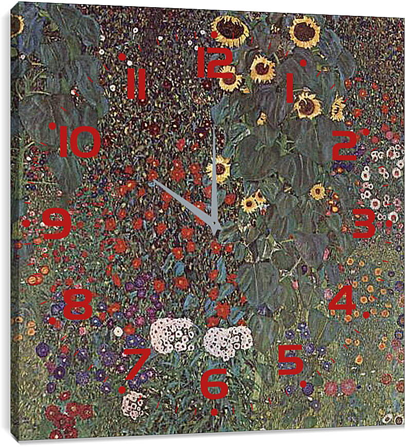 Часы картина - Bauerngarten mit Sonnenblumen. Густав Климт