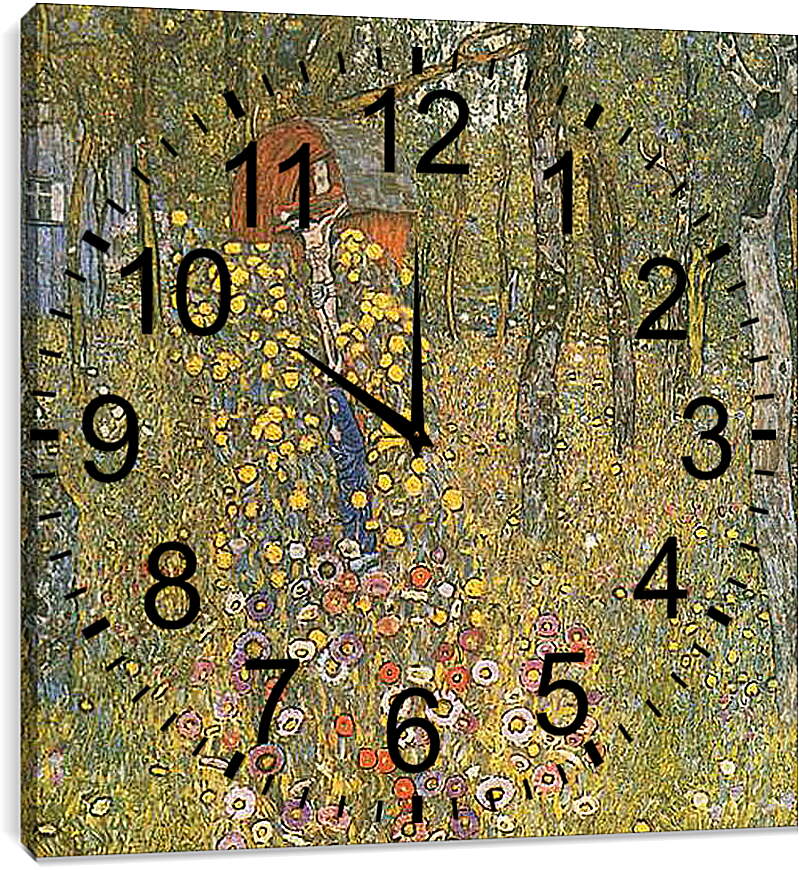 Часы картина - Bauerngarten mit Kruzifix. Густав Климт
