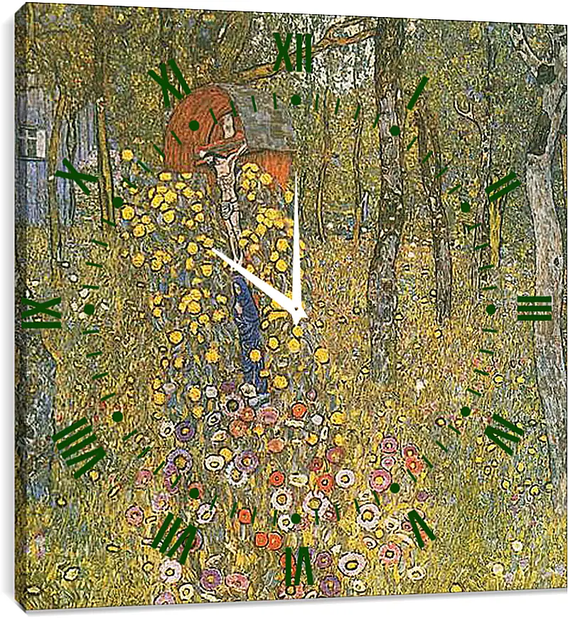 Часы картина - Bauerngarten mit Kruzifix. Густав Климт