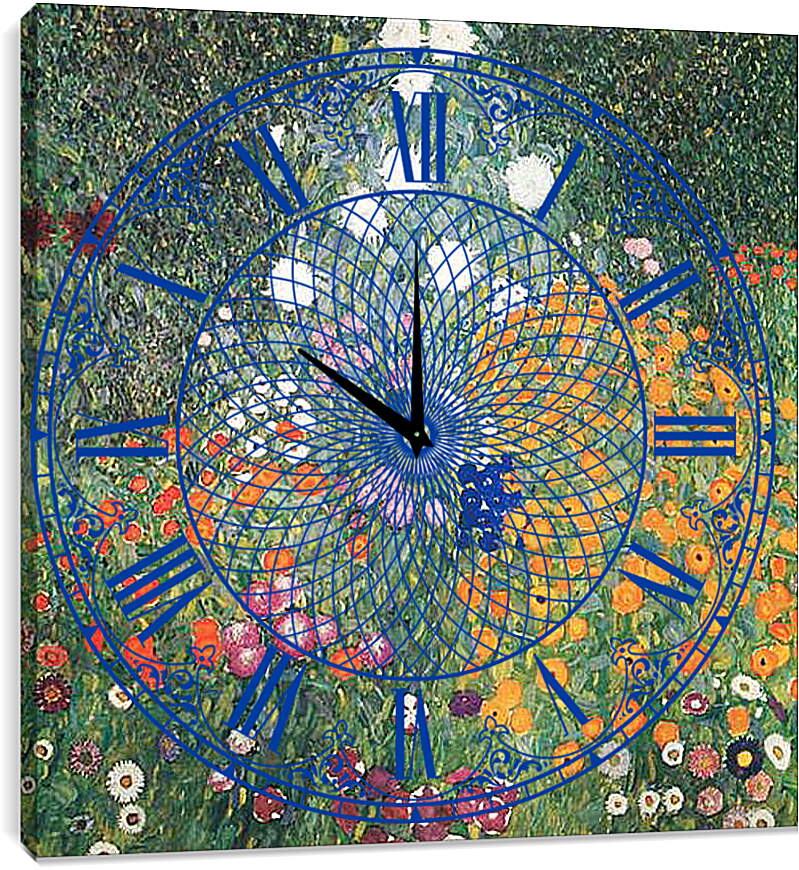Часы картина - Bauerngarten (Blumengarten). Густав Климт
