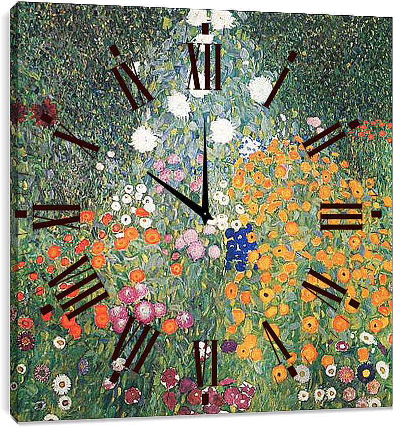 Часы картина - Bauerngarten (Blumengarten). Густав Климт