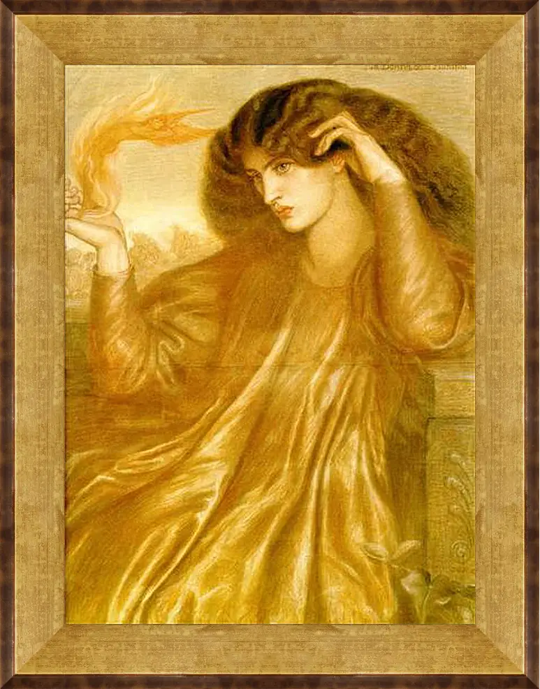 Картина в раме - La Donna della Fiamma. Данте Габриэль Россетти