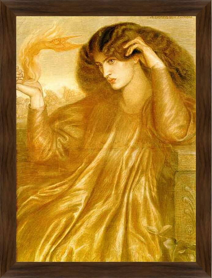 Картина в раме - La Donna della Fiamma. Данте Габриэль Россетти
