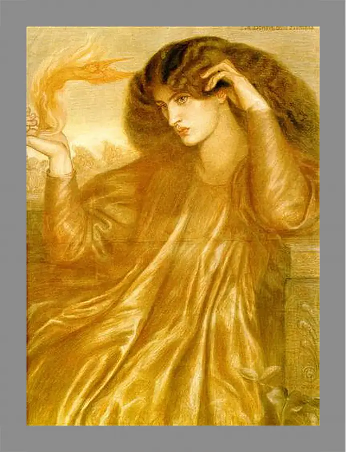Картина в раме - La Donna della Fiamma. Данте Габриэль Россетти