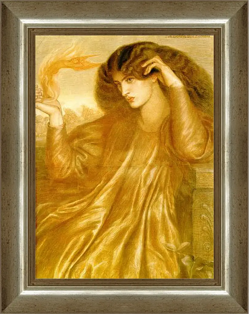 Картина в раме - La Donna della Fiamma. Данте Габриэль Россетти