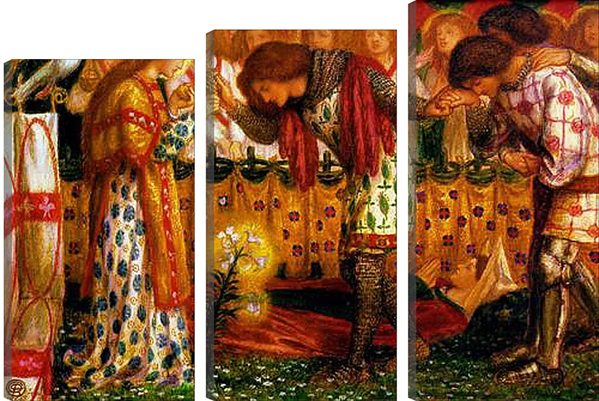 Модульная картина - How Sir Galahad, Sir Bors and Sir Percival Were Fed with the Sanc Grael. Данте Габриэль Россетти