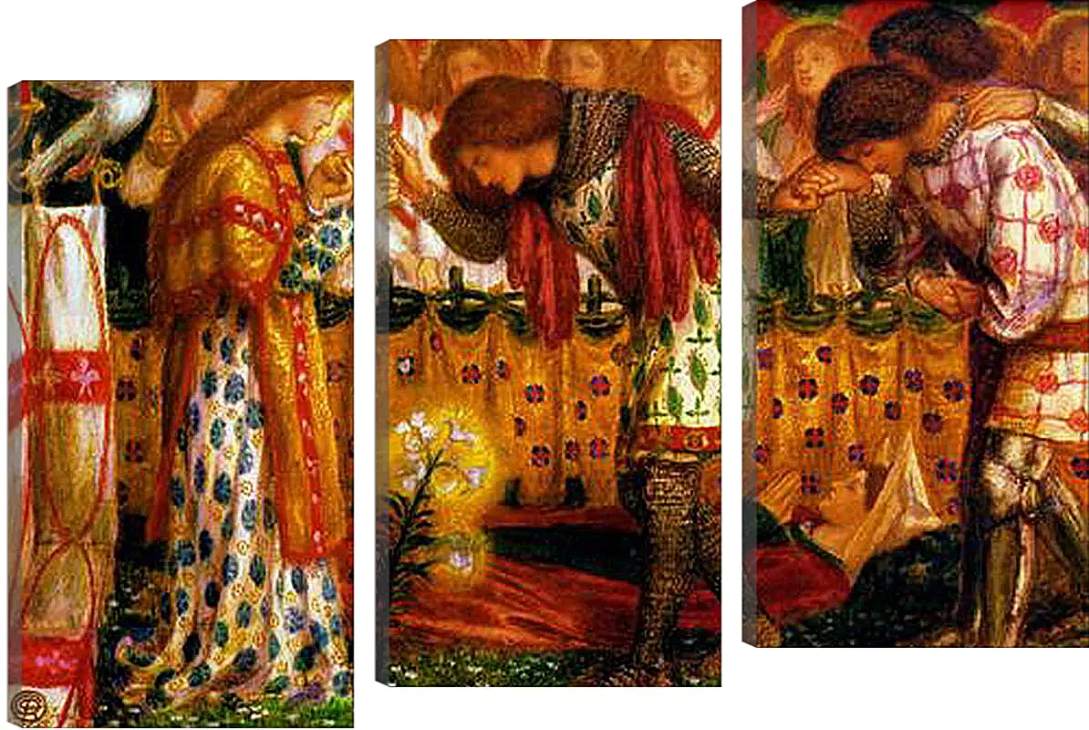 Модульная картина - How Sir Galahad, Sir Bors and Sir Percival Were Fed with the Sanc Grael. Данте Габриэль Россетти