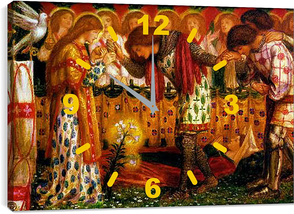 Часы картина - How Sir Galahad, Sir Bors and Sir Percival Were Fed with the Sanc Grael. Данте Габриэль Россетти