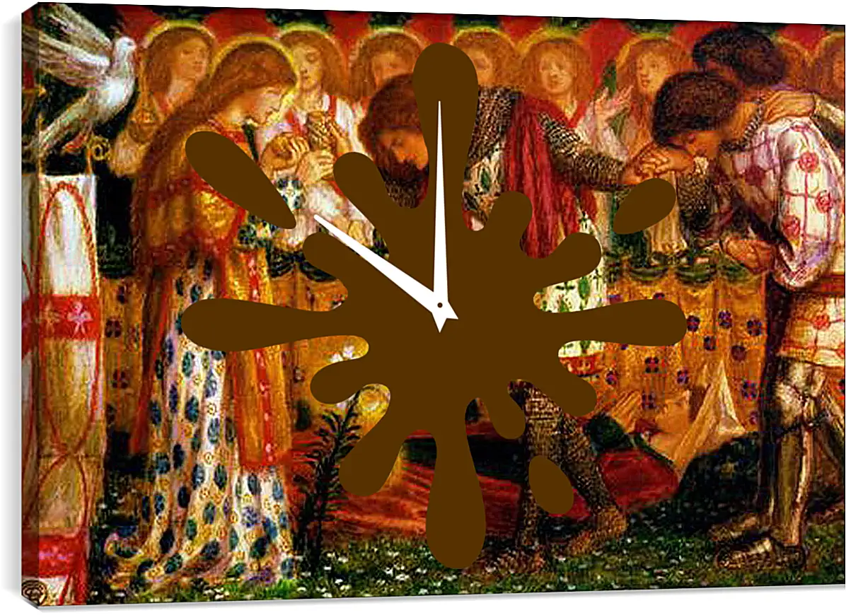 Часы картина - How Sir Galahad, Sir Bors and Sir Percival Were Fed with the Sanc Grael. Данте Габриэль Россетти