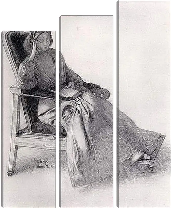 Модульная картина - Portrait of Elizabeth Siddal, Reading. Данте Габриэль Россетти