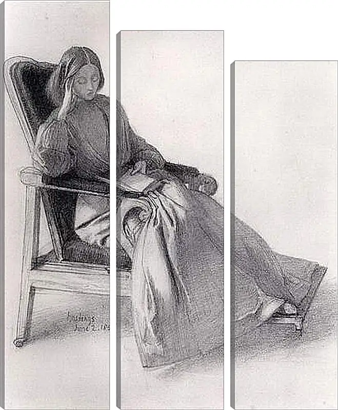 Модульная картина - Portrait of Elizabeth Siddal, Reading. Данте Габриэль Россетти