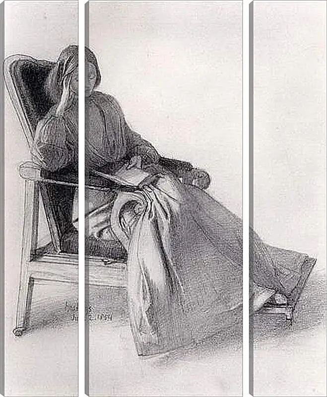 Модульная картина - Portrait of Elizabeth Siddal, Reading. Данте Габриэль Россетти