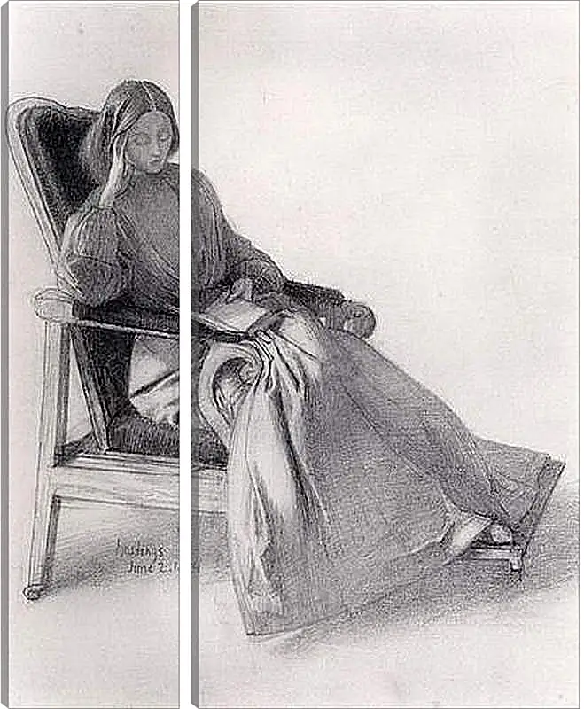 Модульная картина - Portrait of Elizabeth Siddal, Reading. Данте Габриэль Россетти