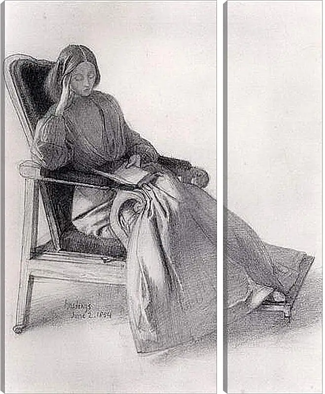 Модульная картина - Portrait of Elizabeth Siddal, Reading. Данте Габриэль Россетти