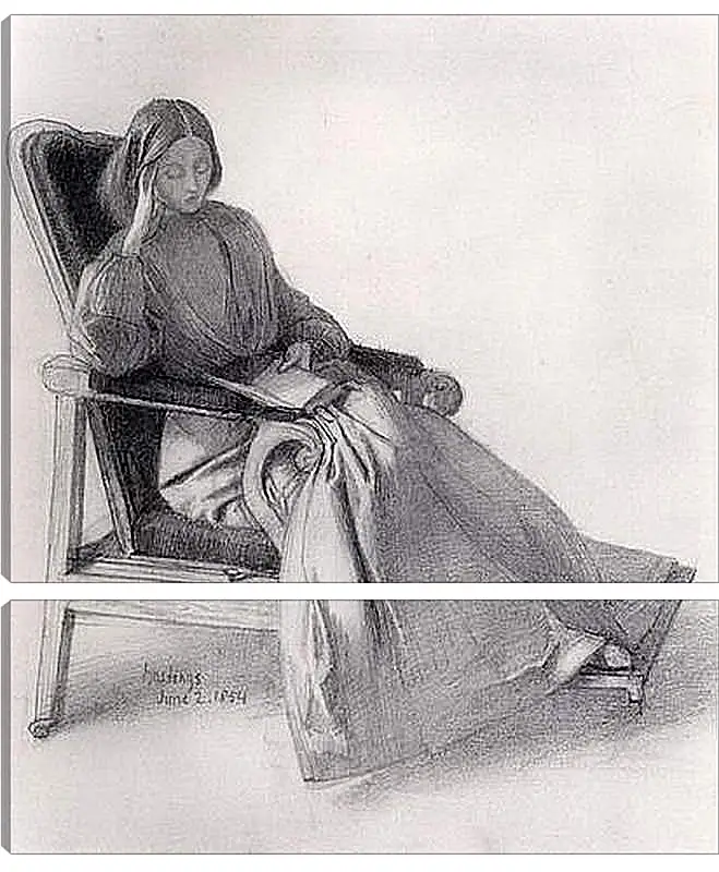 Модульная картина - Portrait of Elizabeth Siddal, Reading. Данте Габриэль Россетти