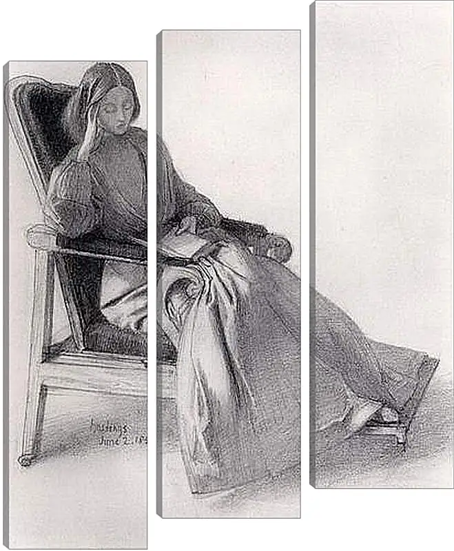 Модульная картина - Portrait of Elizabeth Siddal, Reading. Данте Габриэль Россетти