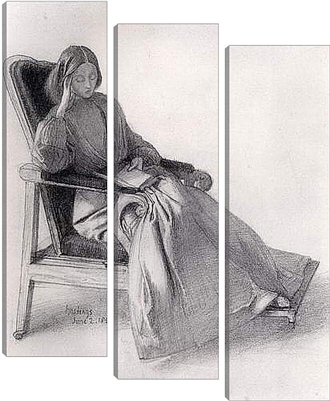 Модульная картина - Portrait of Elizabeth Siddal, Reading. Данте Габриэль Россетти
