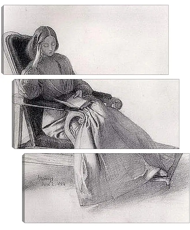 Модульная картина - Portrait of Elizabeth Siddal, Reading. Данте Габриэль Россетти