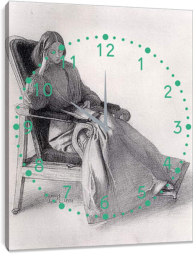 Часы картина - Portrait of Elizabeth Siddal, Reading. Данте Габриэль Россетти
