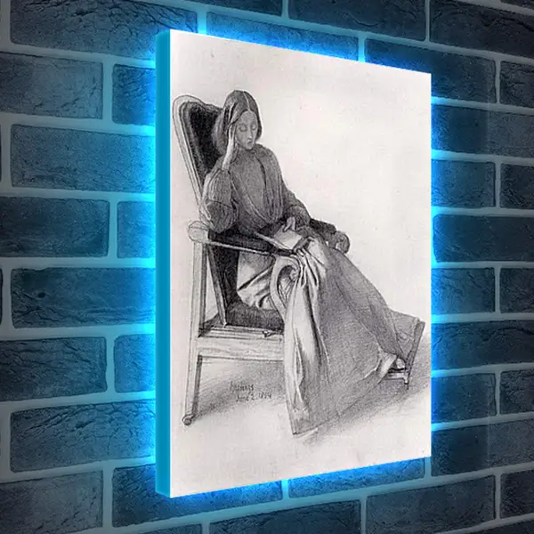 Лайтбокс световая панель - Portrait of Elizabeth Siddal, Reading. Данте Габриэль Россетти