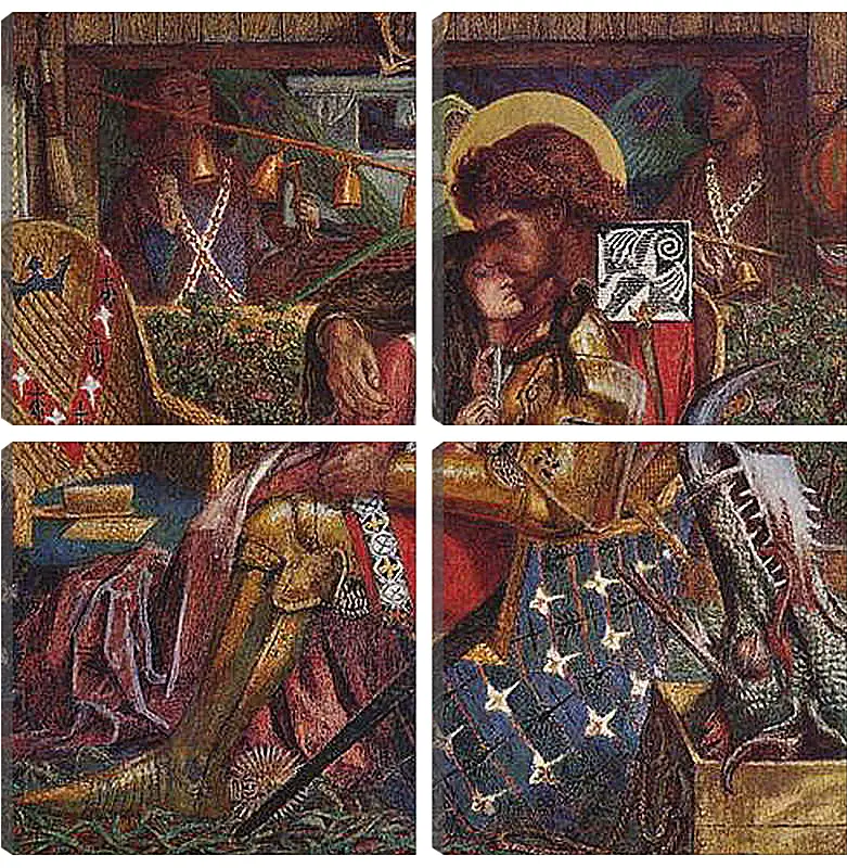 Модульная картина - The wedding of Saint George and Princess Sabra. Данте Габриэль Россетти