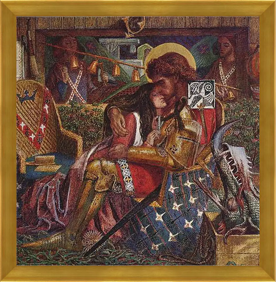 Картина в раме - The wedding of Saint George and Princess Sabra. Данте Габриэль Россетти