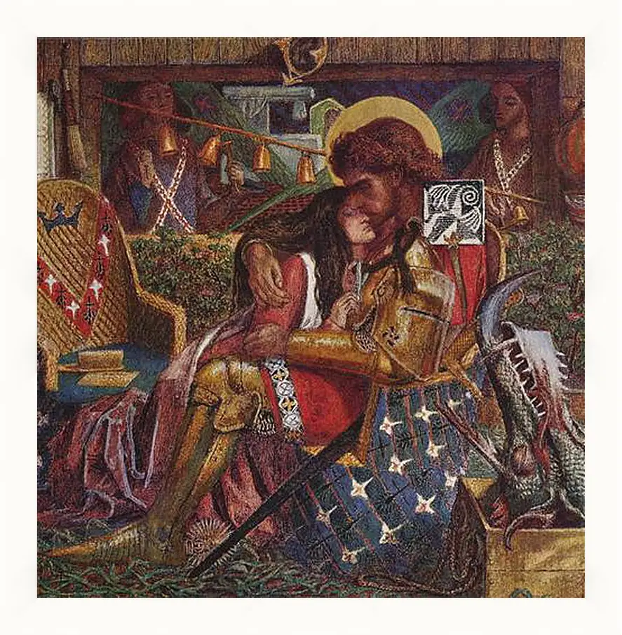Картина в раме - The wedding of Saint George and Princess Sabra. Данте Габриэль Россетти