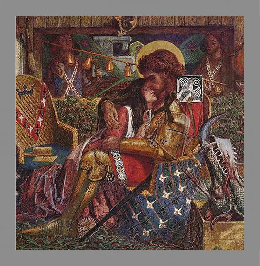 Картина в раме - The wedding of Saint George and Princess Sabra. Данте Габриэль Россетти