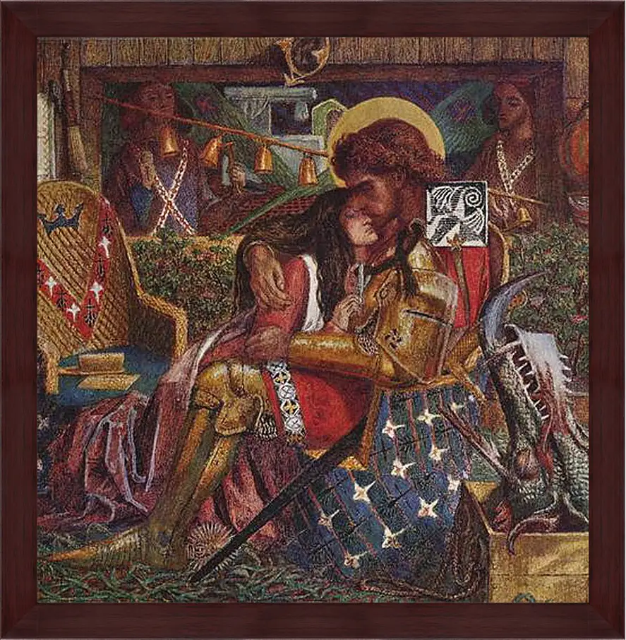 Картина в раме - The wedding of Saint George and Princess Sabra. Данте Габриэль Россетти