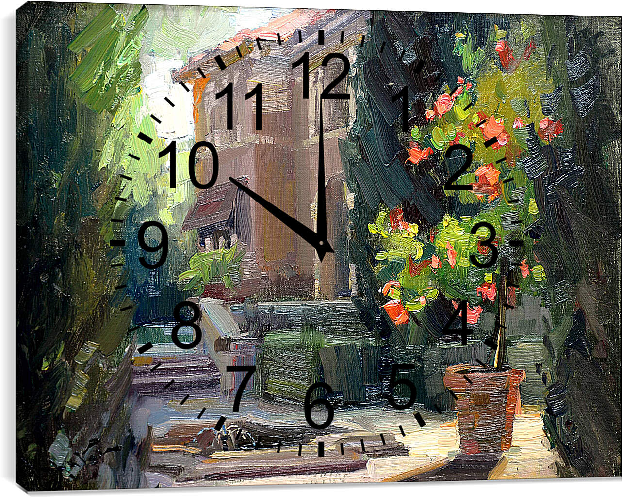 Часы картина - Фонтан во дворе