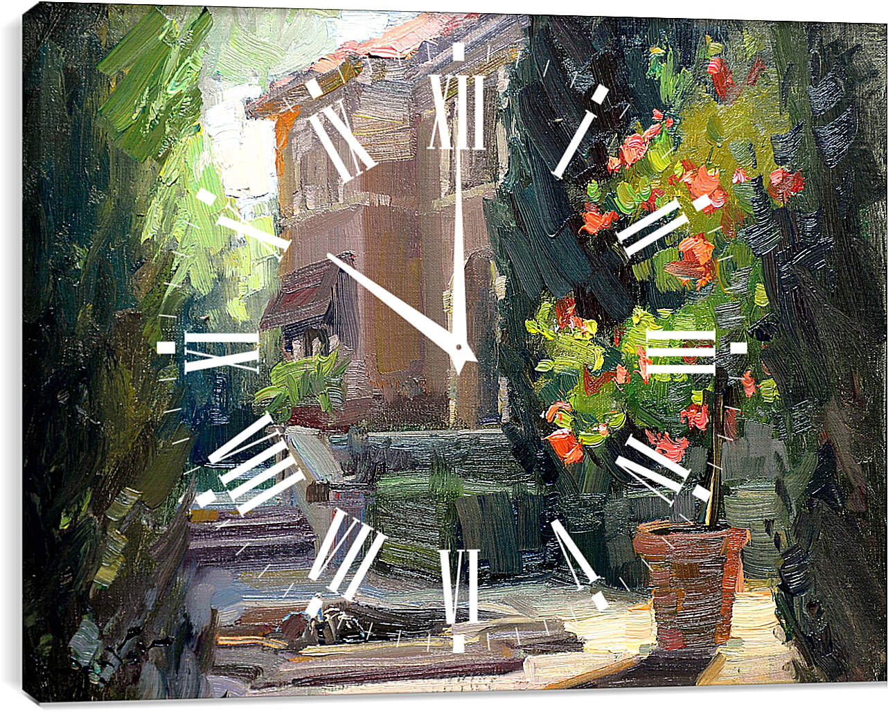Часы картина - Фонтан во дворе